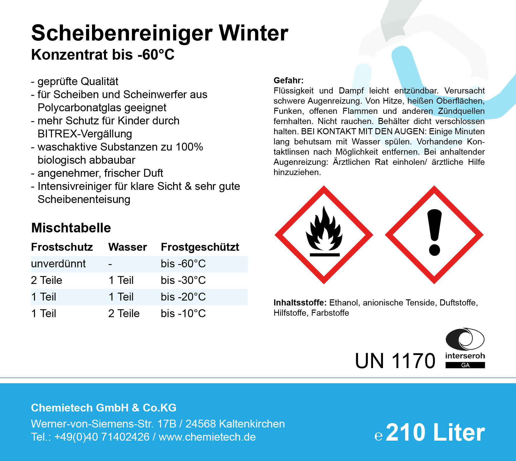 Scheibenfrostschutz - Bis -60°C - 2x 210 Liter